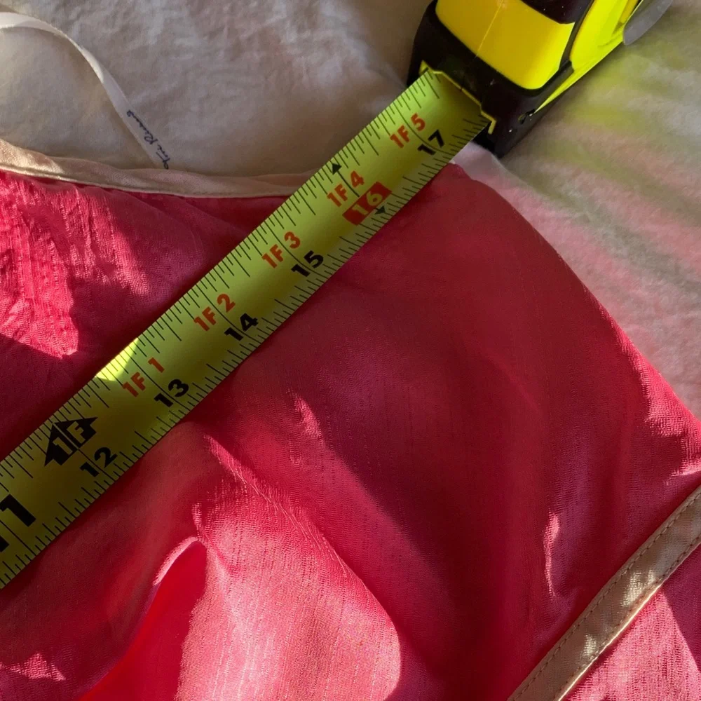 Tori Richard Pink 100 silk spaghetti strap dress with Cream Accents - Picture 8 of 17